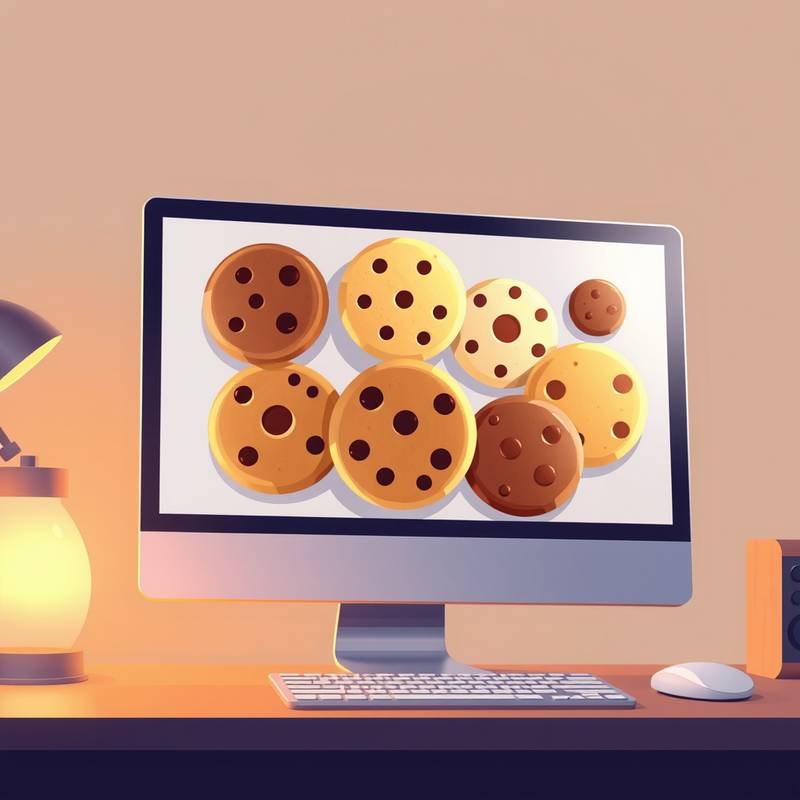 Eine Illustration von verschiedenen Arten von Cookies, die auf einem Computer oder mobilen Gerät gespeichert sind, mit einer Erklärung ihrer Funktionen.